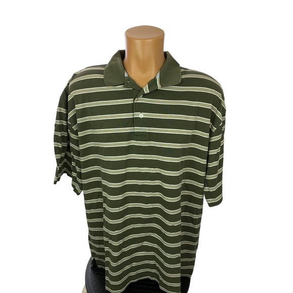 Tommy Hilfiger Golf XL Green & White Mens Polo Shirt 100% Cotton Short Sleeve - Picture 1 of 4